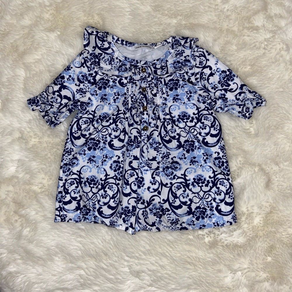 Janie & Jack Floral Shirt, Gold Buttons, 2T